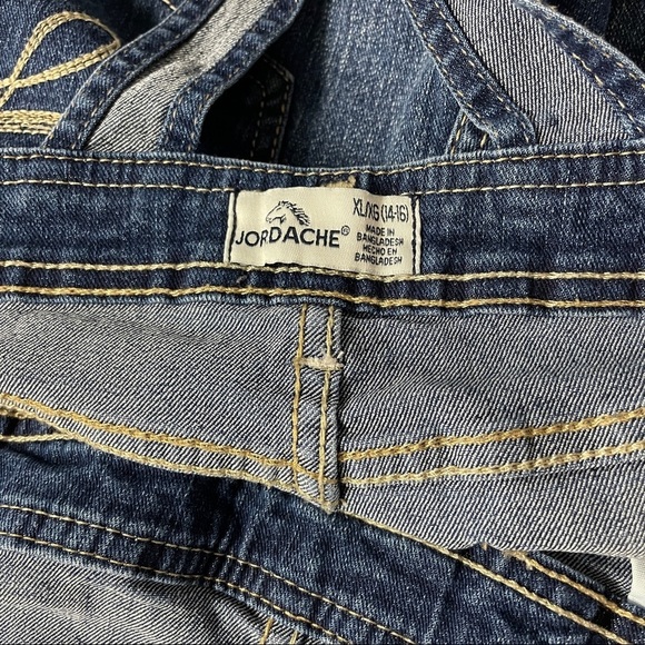 Jordache White Floral Applique Denim Short Alls XL (14-16) Juniors - Picture 7 of 7